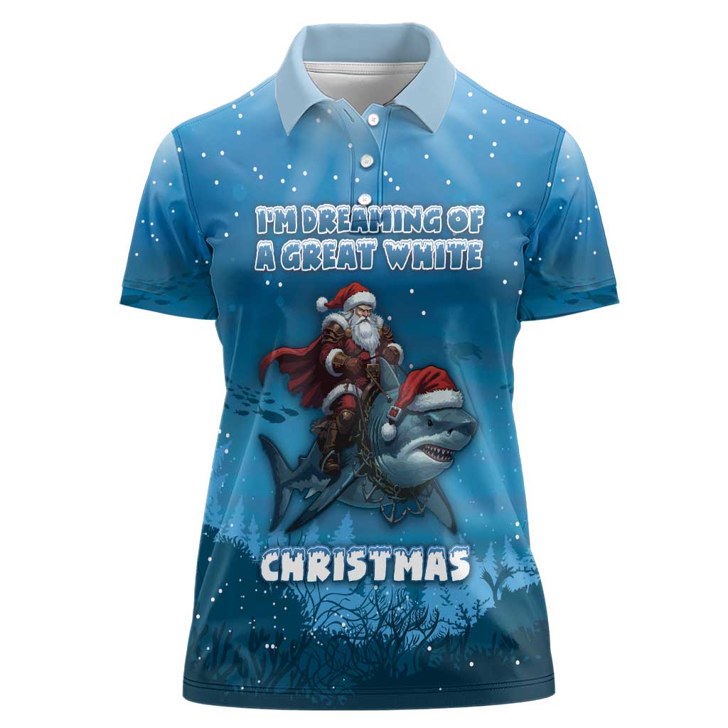Merry Sharkmas Women Polo Shirt I Am Dreaming Of A Great White Christmas - Wonder Print Shop