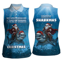 Merry Sharkmas Women Sleeveless Polo Shirt I Am Dreaming Of A Great White Christmas - Wonder Print Shop