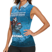 Merry Sharkmas Women Sleeveless Polo Shirt I Am Dreaming Of A Great White Christmas - Wonder Print Shop