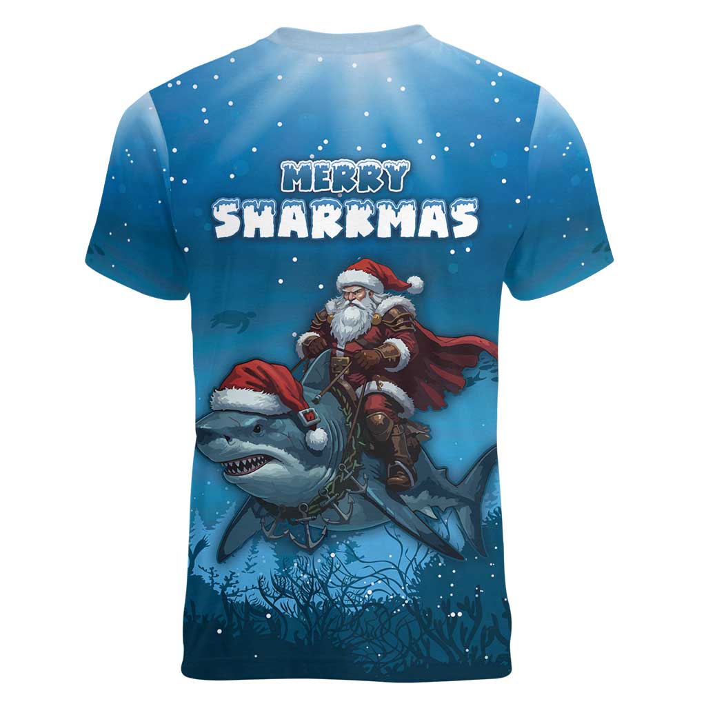 Merry Sharkmas Women V-Neck T-Shirt I Am Dreaming Of A Great White Christmas - Wonder Print Shop