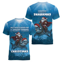 Merry Sharkmas Women V-Neck T-Shirt I Am Dreaming Of A Great White Christmas - Wonder Print Shop