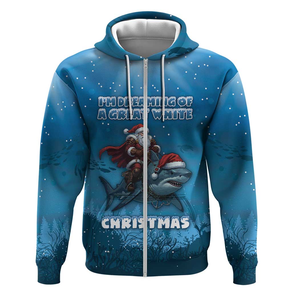 Merry Sharkmas Zip Hoodie I Am Dreaming Of A Great White Christmas - Wonder Print Shop