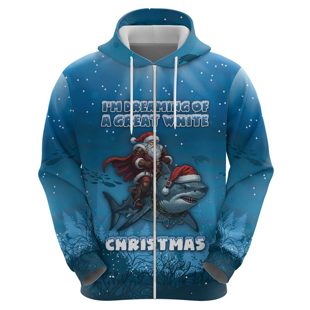 Merry Sharkmas Zip Hoodie I Am Dreaming Of A Great White Christmas - Wonder Print Shop