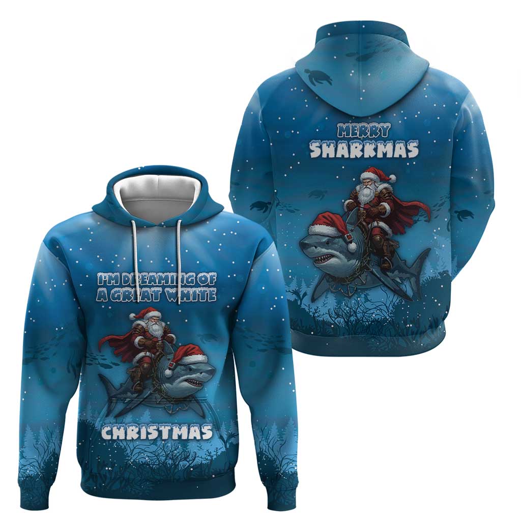Merry Sharkmas Zip Hoodie I Am Dreaming Of A Great White Christmas - Wonder Print Shop