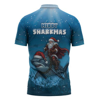 Merry Sharkmas Zipper Polo Shirt I Am Dreaming Of A Great White Christmas - Wonder Print Shop