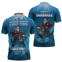 Merry Sharkmas Zipper Polo Shirt I Am Dreaming Of A Great White Christmas - Wonder Print Shop