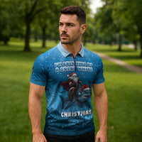 Merry Sharkmas Zipper Polo Shirt I Am Dreaming Of A Great White Christmas - Wonder Print Shop