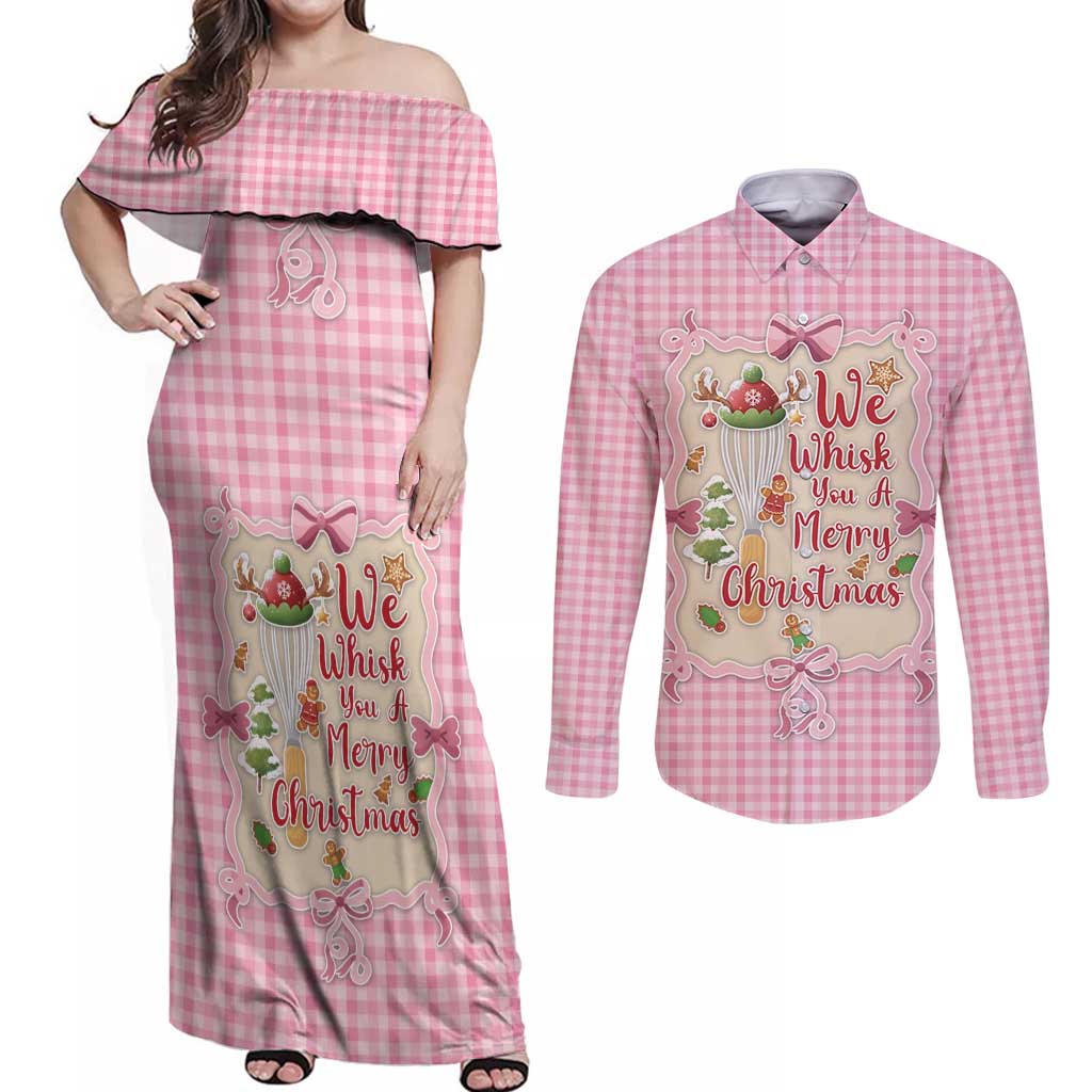 We Whisk You A Merry Christmas Couples Matching Off Shoulder Maxi Dress and Long Sleeve Button Shirt Cute Style - Wonder Print Shop