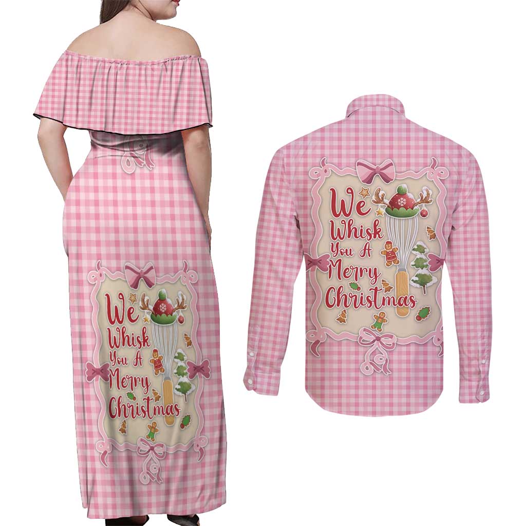We Whisk You A Merry Christmas Couples Matching Off Shoulder Maxi Dress and Long Sleeve Button Shirt Cute Style - Wonder Print Shop