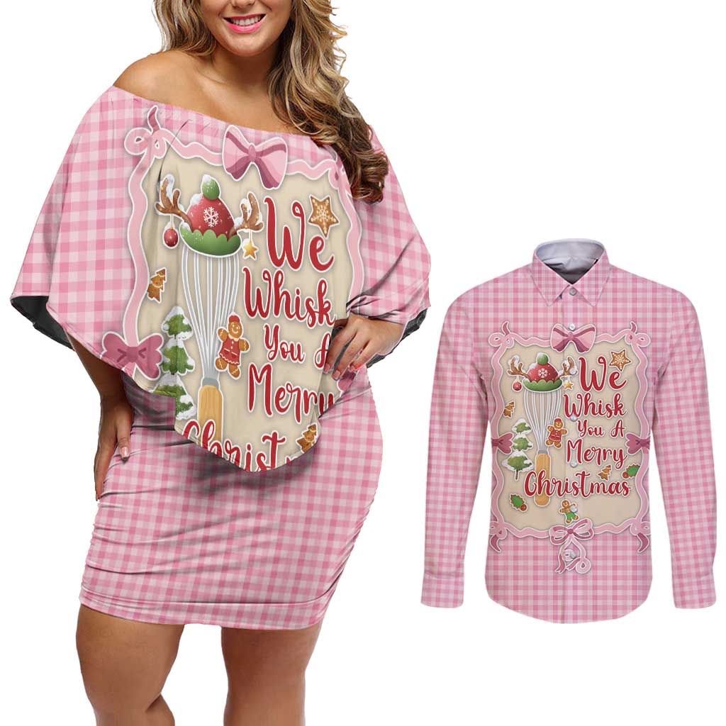 We Whisk You A Merry Christmas Couples Matching Off Shoulder Short Dress and Long Sleeve Button Shirt Cute Style - Wonder Print Shop