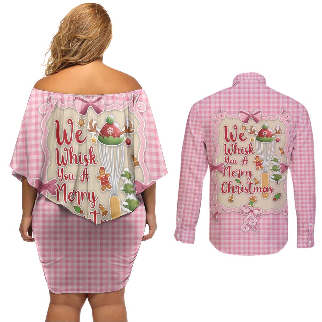We Whisk You A Merry Christmas Couples Matching Off Shoulder Short Dress and Long Sleeve Button Shirt Cute Style - Wonder Print Shop