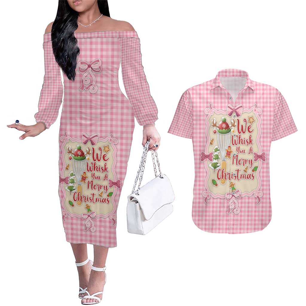 We Whisk You A Merry Christmas Couples Matching Off The Shoulder Long Sleeve Dress and Hawaiian Shirt Cute Style - Wonder Print Shop