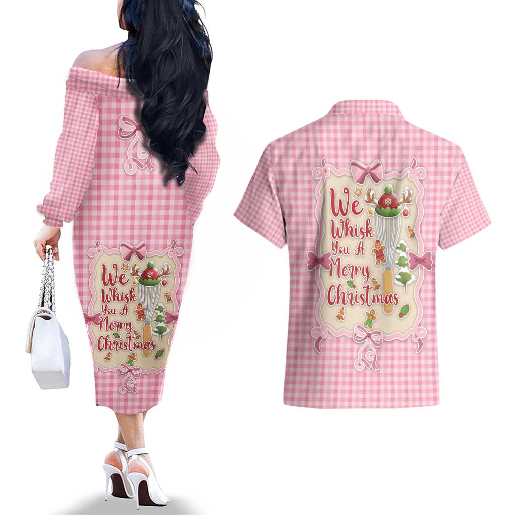 We Whisk You A Merry Christmas Couples Matching Off The Shoulder Long Sleeve Dress and Hawaiian Shirt Cute Style - Wonder Print Shop