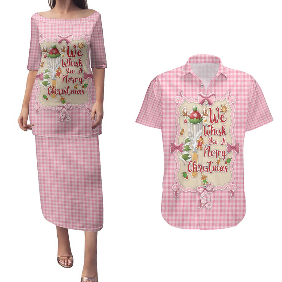 We Whisk You A Merry Christmas Couples Matching Puletasi and Hawaiian Shirt Cute Style - Wonder Print Shop