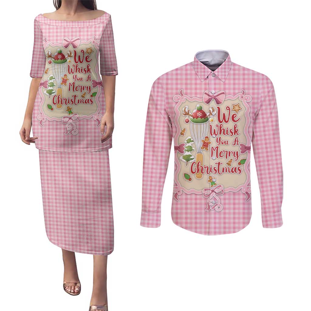 We Whisk You A Merry Christmas Couples Matching Puletasi and Long Sleeve Button Shirt Cute Style - Wonder Print Shop