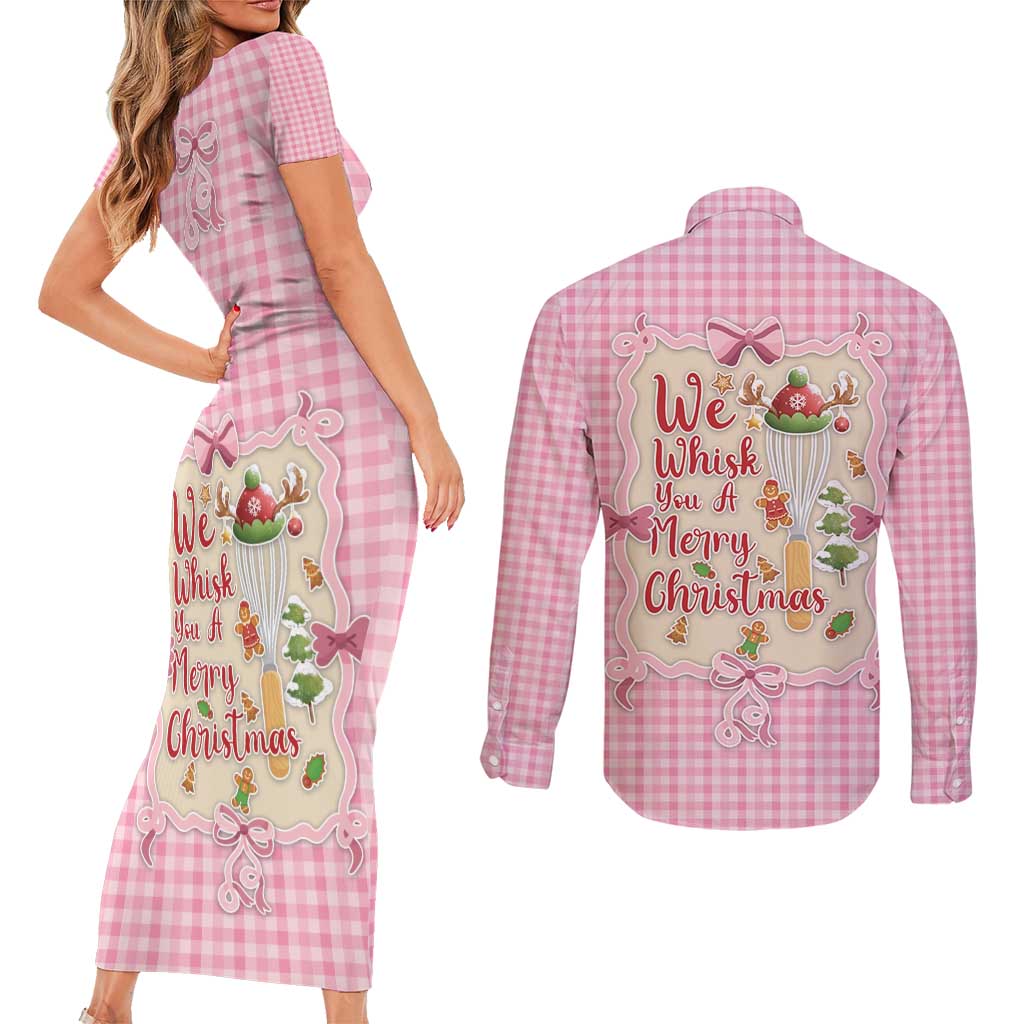 We Whisk You A Merry Christmas Couples Matching Short Sleeve Bodycon Dress and Long Sleeve Button Shirt Cute Style - Wonder Print Shop
