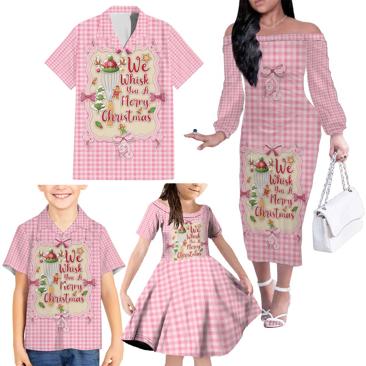 We Whisk You A Merry Christmas Family Matching Off The Shoulder Long Sleeve Dress and Hawaiian Shirt Cute Style - Wonder Print Shop