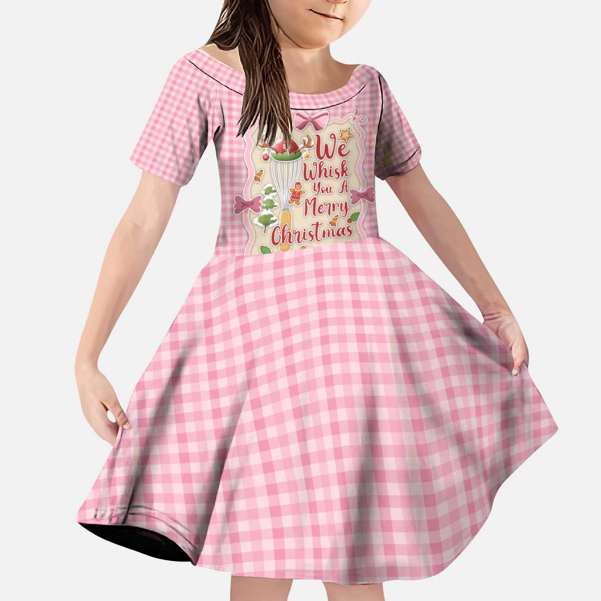 We Whisk You A Merry Christmas Kid Short Sleeve Dress Cute Style - Wonder Print Shop
