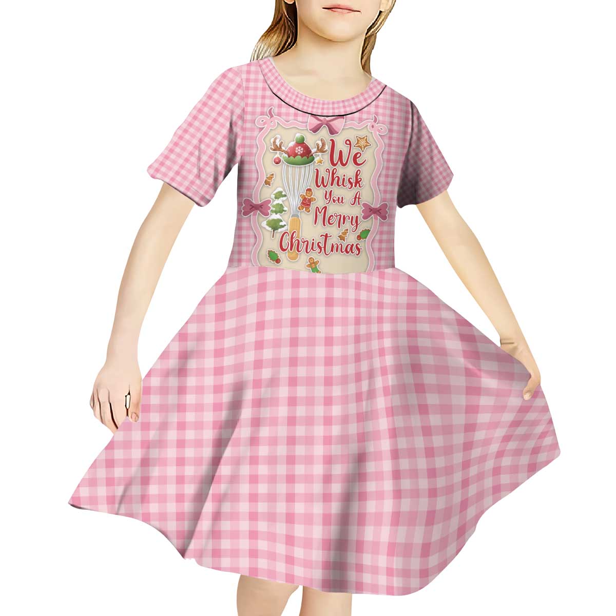 We Whisk You A Merry Christmas Kid Short Sleeve Dress Cute Style - Wonder Print Shop