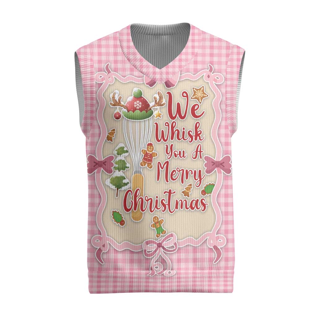We Whisk You A Merry Christmas Christmas Knitted V-Neck Vest Cute Style - Wonder Print Shop