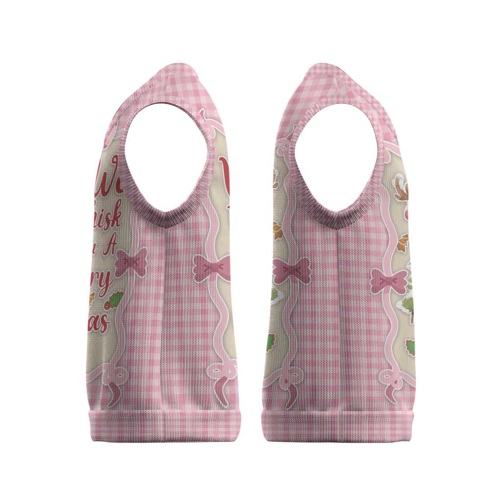 We Whisk You A Merry Christmas Christmas Knitted V-Neck Vest Cute Style - Wonder Print Shop