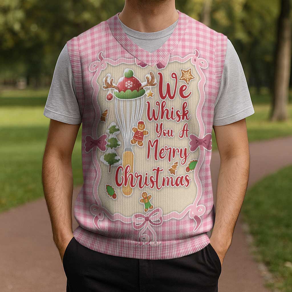 We Whisk You A Merry Christmas Christmas Knitted V-Neck Vest Cute Style - Wonder Print Shop