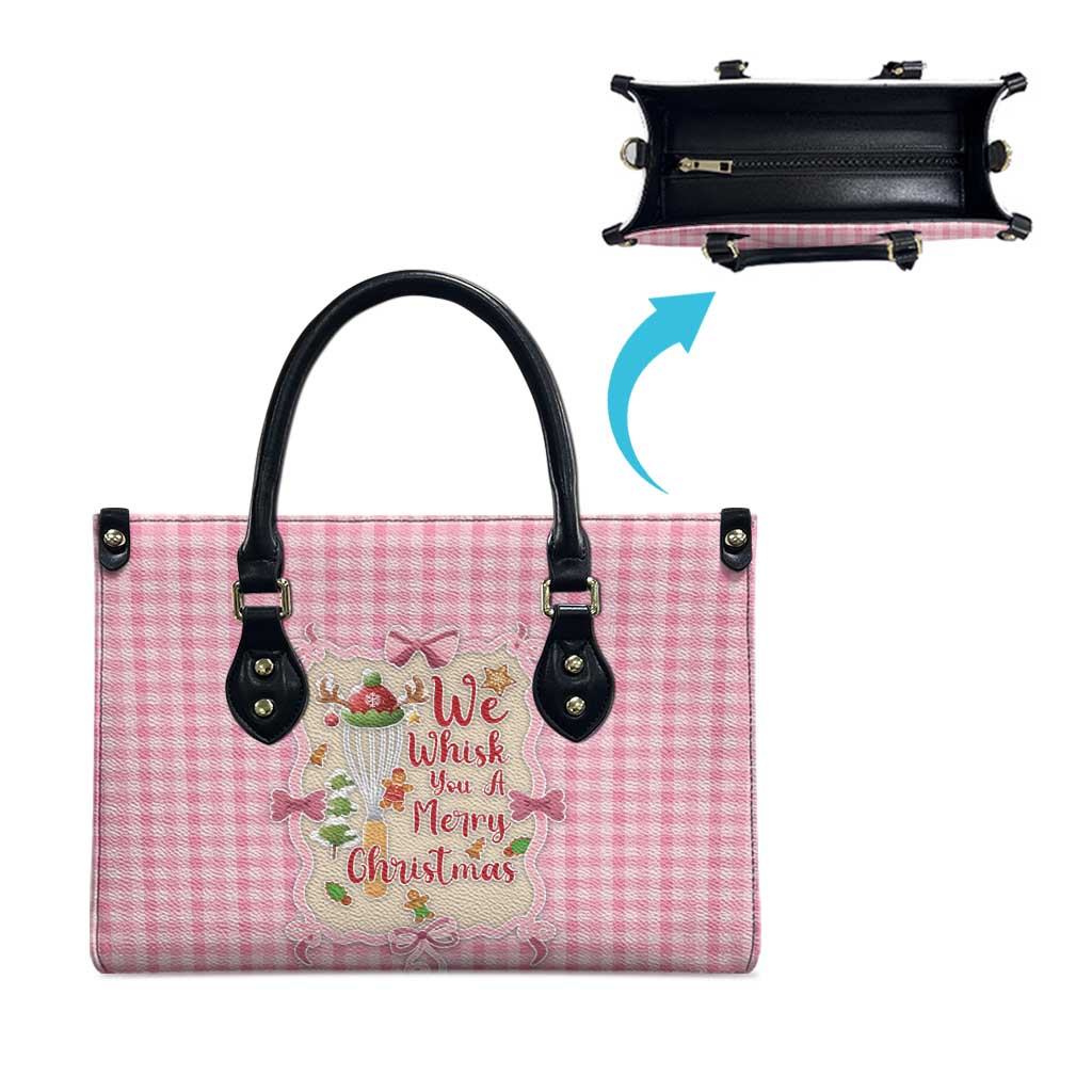 We Whisk You A Merry Christmas Leather Bag Cute Style - Wonder Print Shop