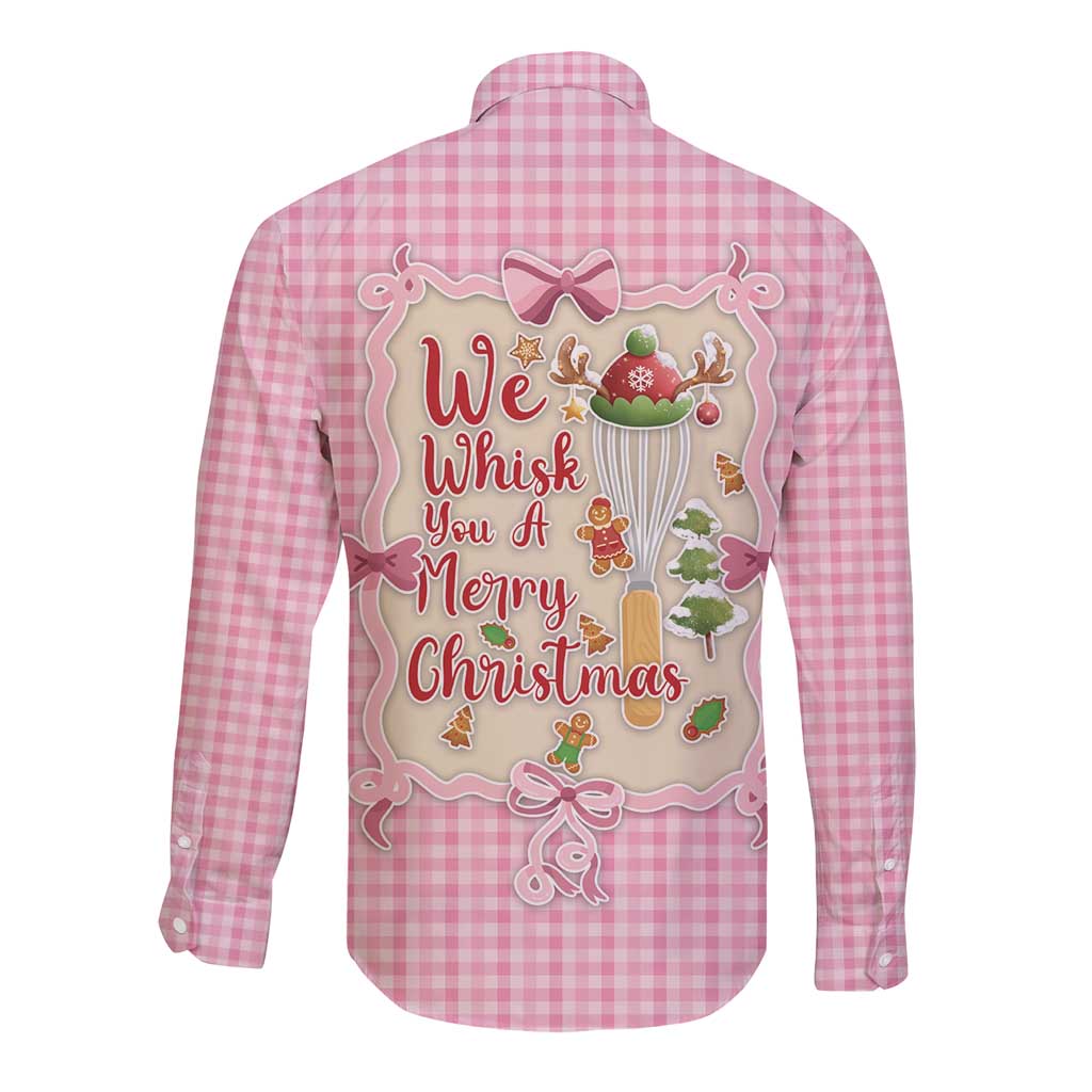 We Whisk You A Merry Christmas Long Sleeve Button Shirt Cute Style - Wonder Print Shop