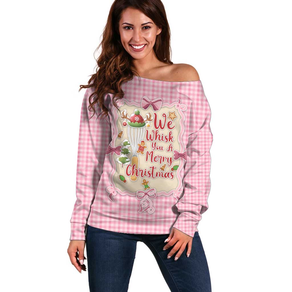 We Whisk You A Merry Christmas Off Shoulder Sweater Cute Style - Wonder Print Shop