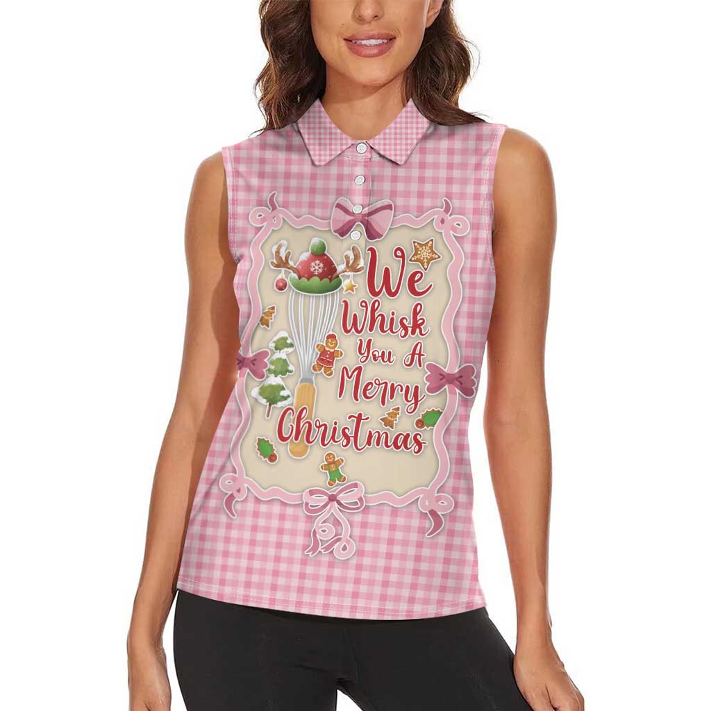 We Whisk You A Merry Christmas Women Sleeveless Polo Shirt Cute Style - Wonder Print Shop
