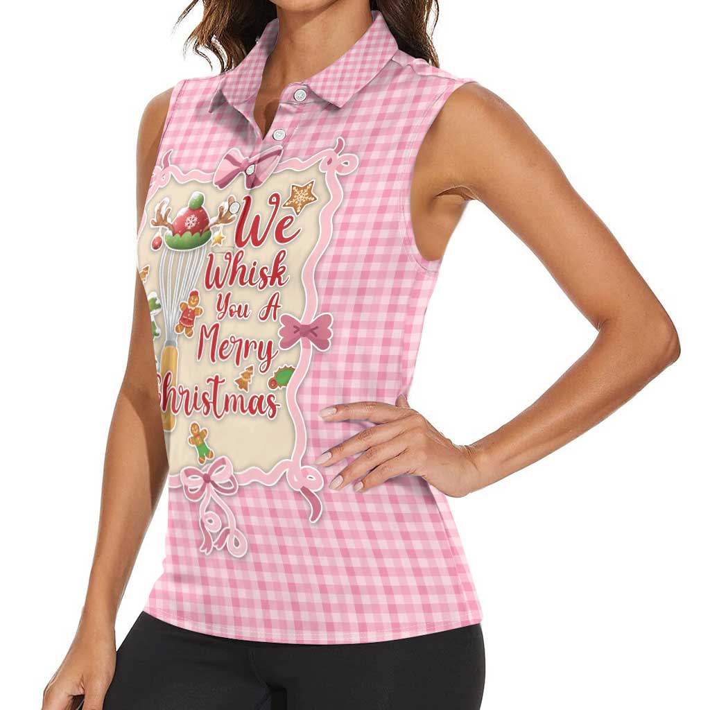 We Whisk You A Merry Christmas Women Sleeveless Polo Shirt Cute Style - Wonder Print Shop