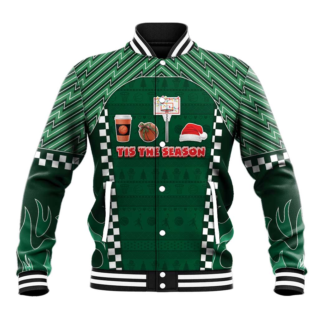 Basketball Christmas Baseball Jacket Tis The Season - Wonder Print Shop