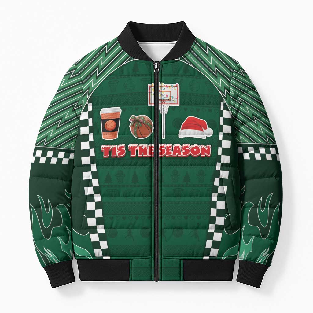 Basketball Christmas Bomber Puffer Jacket Tis The Season - Wonder Print Shop