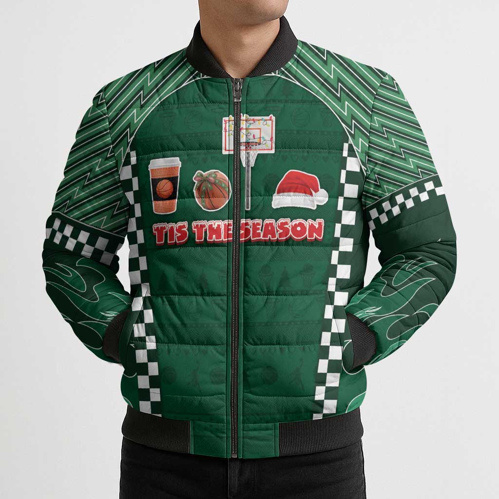 Basketball Christmas Bomber Puffer Jacket Tis The Season - Wonder Print Shop