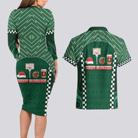 Basketball Christmas Couples Matching Long Sleeve Bodycon Dress and Hawaiian Shirt Tis The Season - Wonder Print Shop