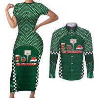 Basketball Christmas Couples Matching Short Sleeve Bodycon Dress and Long Sleeve Button Shirt Tis The Season - Wonder Print Shop