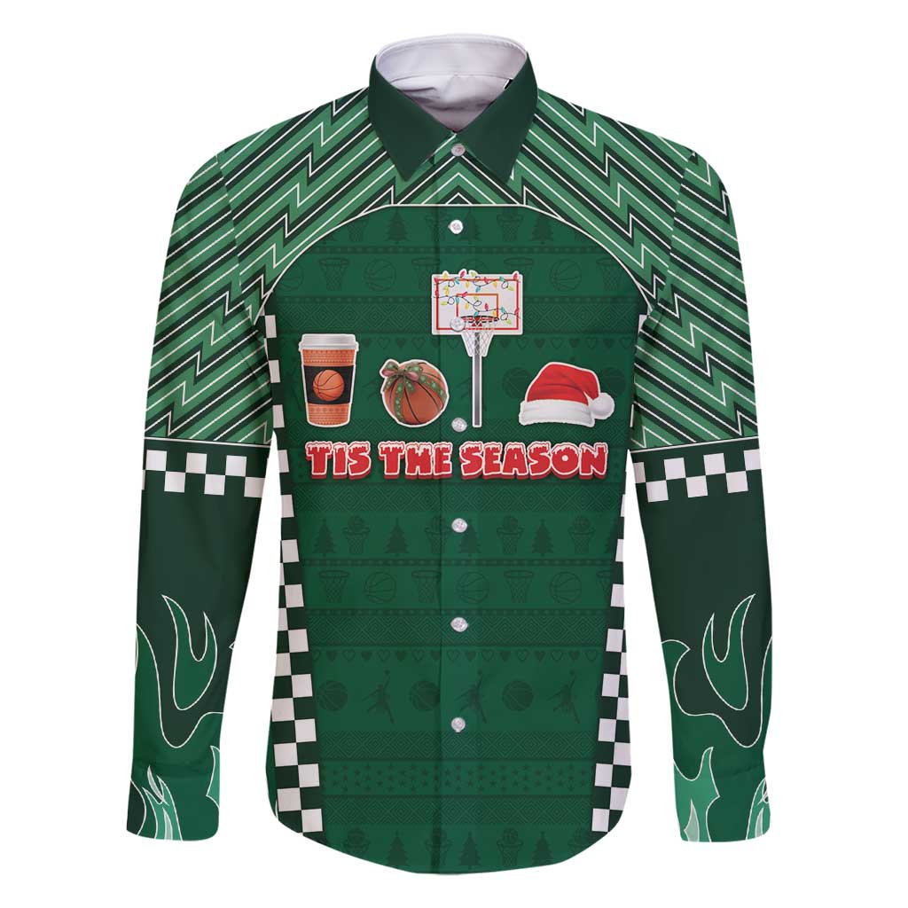 Basketball Christmas Family Matching Long Sleeve Bodycon Dress and Hawaiian Shirt Tis The Season - Wonder Print Shop