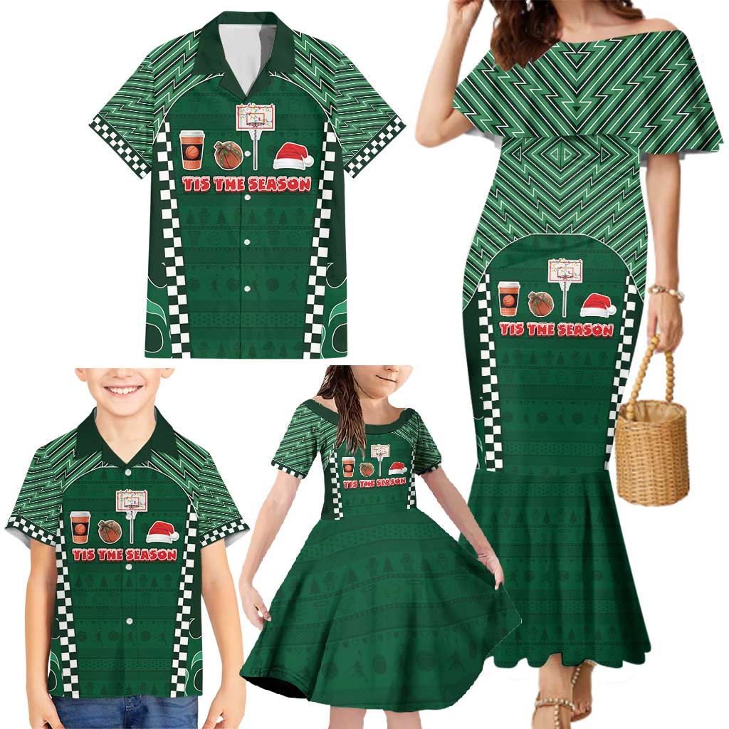 Basketball Christmas Family Matching Mermaid Dress and Hawaiian Shirt Tis The Season - Wonder Print Shop