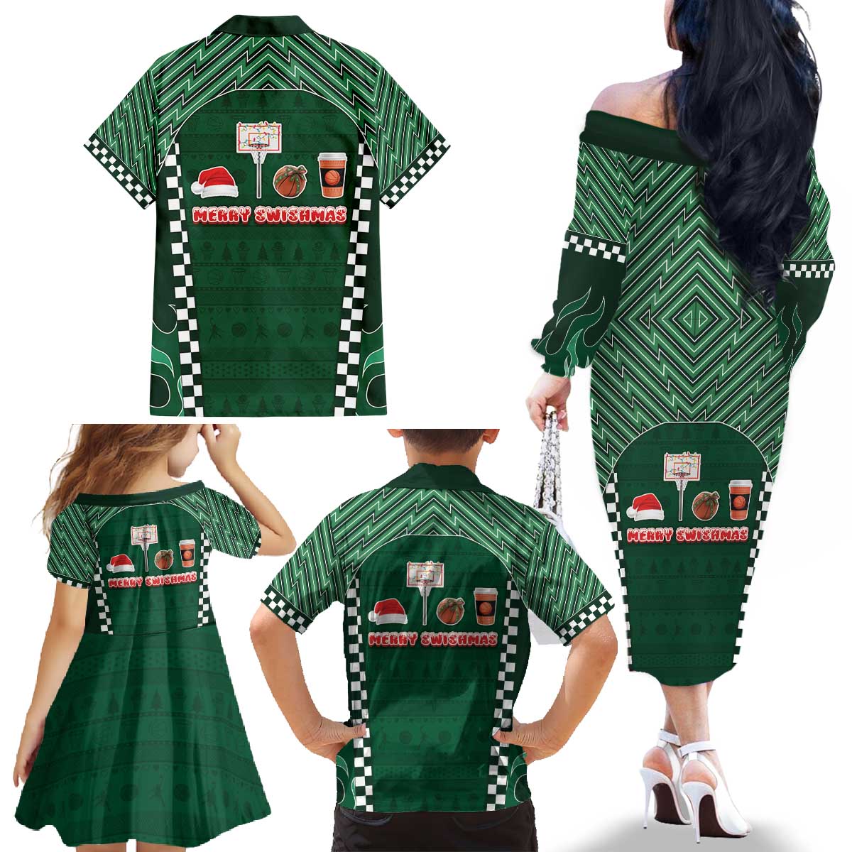Basketball Christmas Family Matching Off The Shoulder Long Sleeve Dress and Hawaiian Shirt Tis The Season - Wonder Print Shop