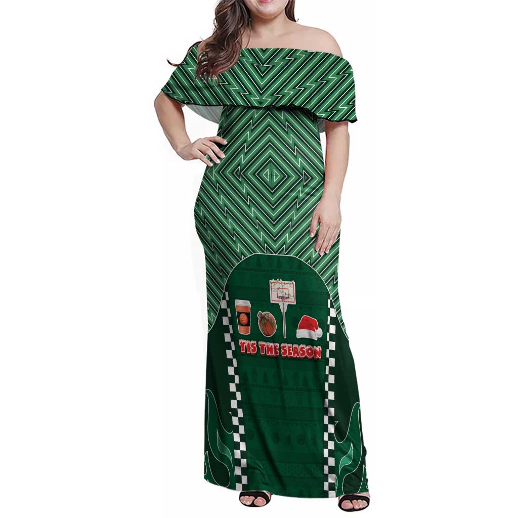 Basketball Christmas Family Matching Off Shoulder Maxi Dress and Hawaiian Shirt Tis The Season - Wonder Print Shop