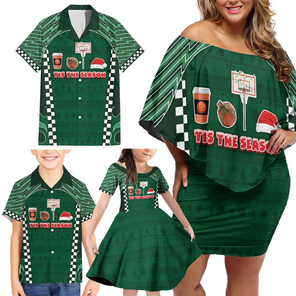 Basketball Christmas Family Matching Off Shoulder Short Dress and Hawaiian Shirt Tis The Season - Wonder Print Shop