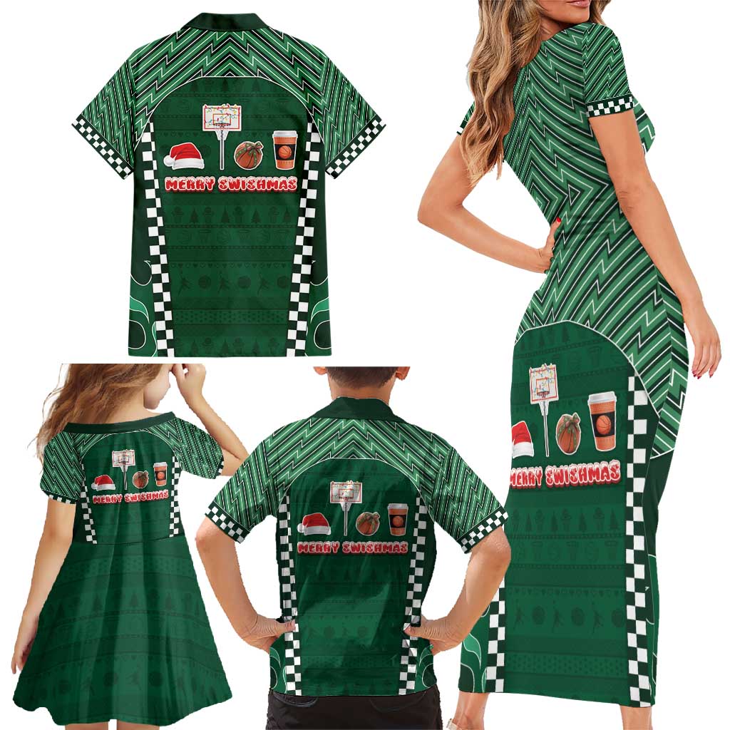 Basketball Christmas Family Matching Short Sleeve Bodycon Dress and Hawaiian Shirt Tis The Season - Wonder Print Shop