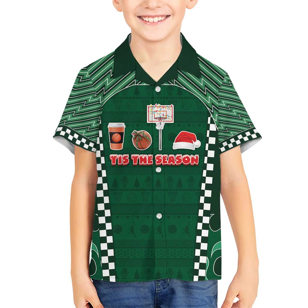 Basketball Christmas Family Matching Short Sleeve Bodycon Dress and Hawaiian Shirt Tis The Season - Wonder Print Shop