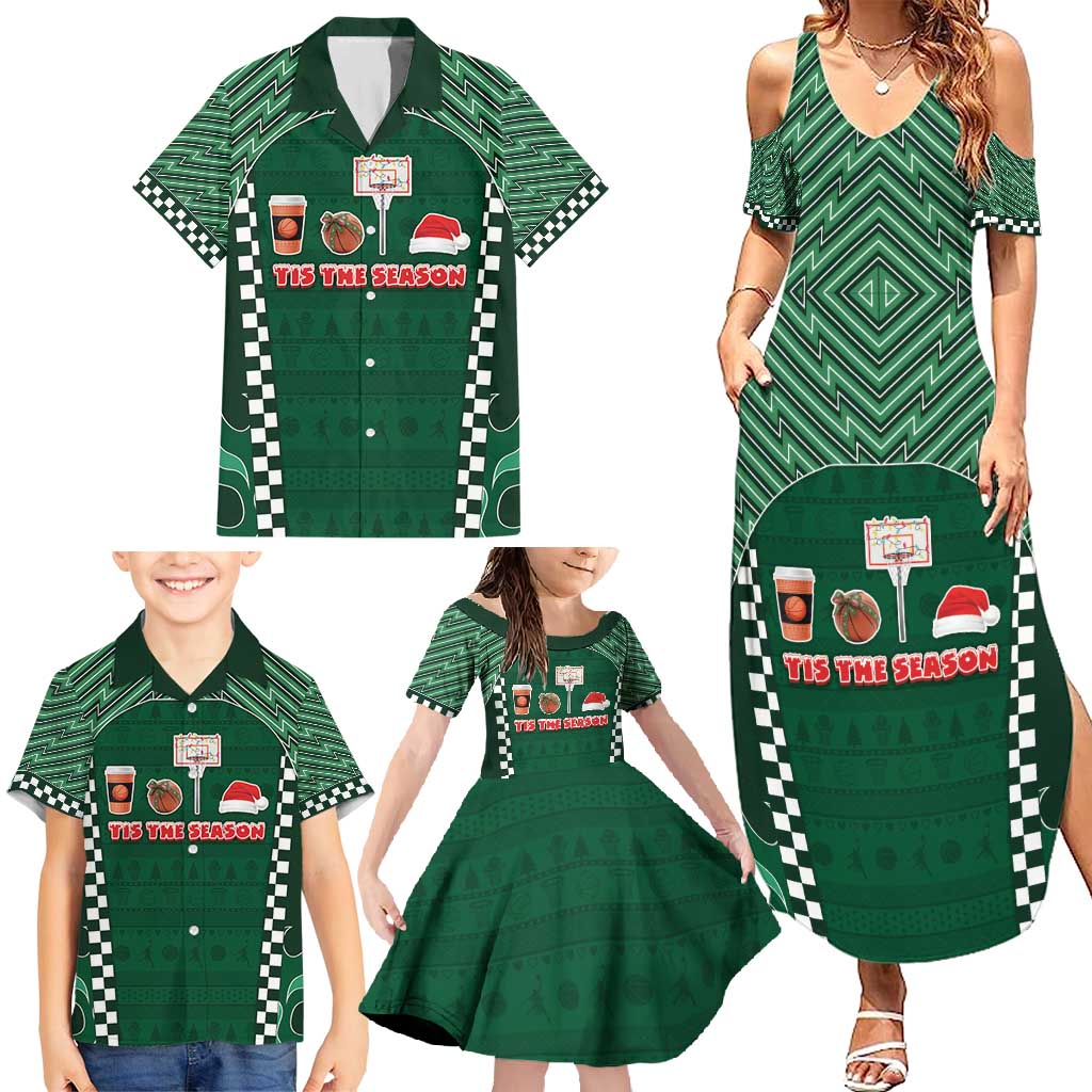 Basketball Christmas Family Matching Summer Maxi Dress and Hawaiian Shirt Tis The Season - Wonder Print Shop