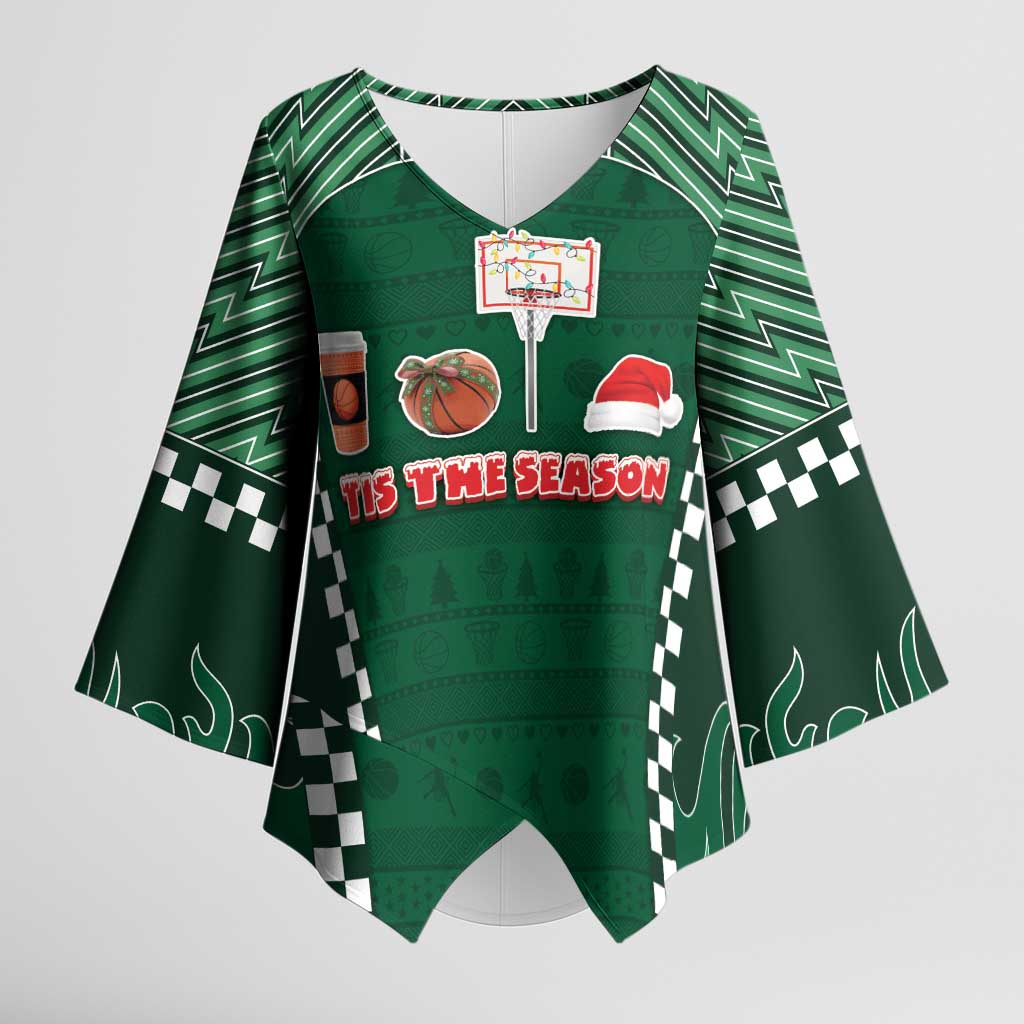 Basketball Christmas Kimono Sleeve Blouse Tis The Season - Wonder Print Shop