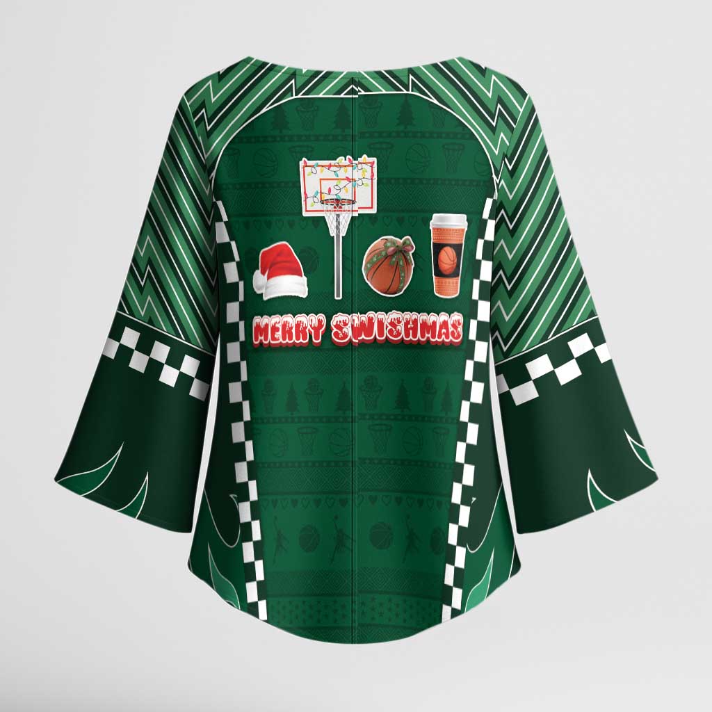 Basketball Christmas Kimono Sleeve Blouse Tis The Season - Wonder Print Shop