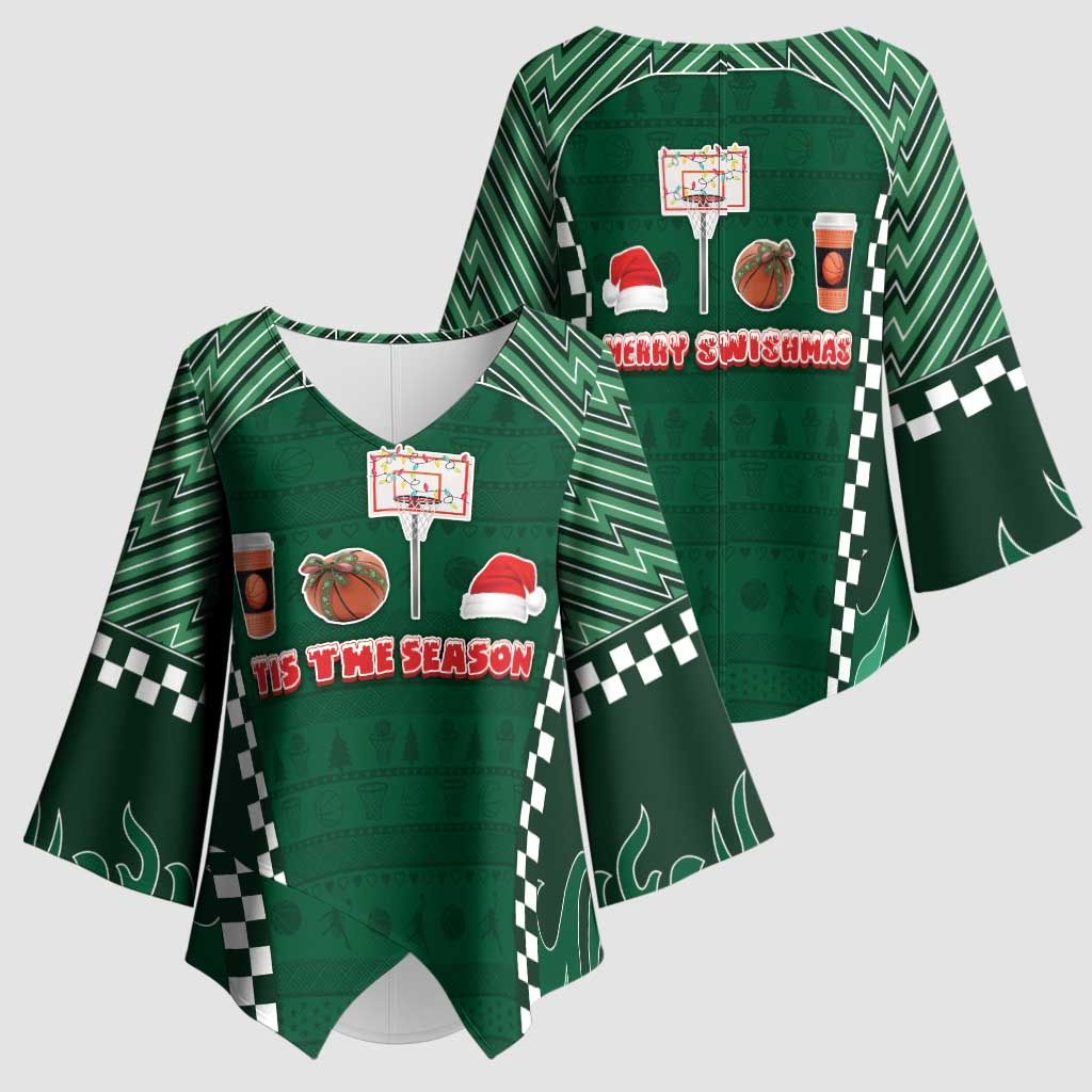 Basketball Christmas Kimono Sleeve Blouse Tis The Season - Wonder Print Shop
