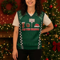 Basketball Christmas Christmas Knitted V-Neck Vest Tis The Season - Wonder Print Shop
