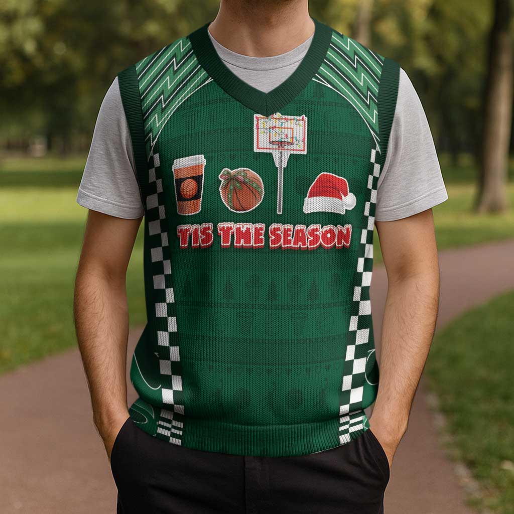 Basketball Christmas Christmas Knitted V-Neck Vest Tis The Season - Wonder Print Shop