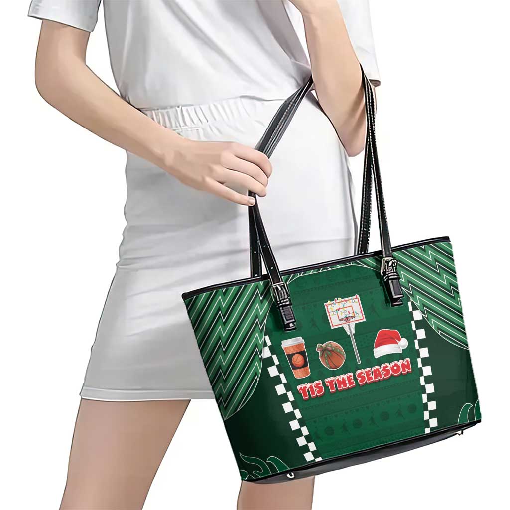 Basketball Christmas Leather Tote Bag Tis The Season - Wonder Print Shop